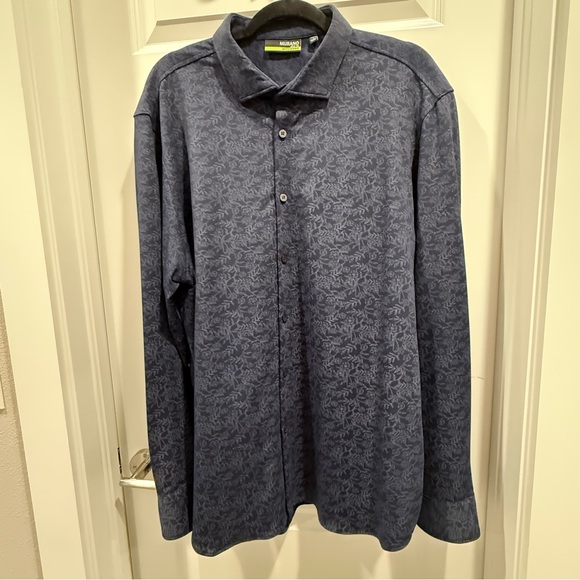 Murano Men's Navy Patterned Button Down Shirt - Picture 1 of 6